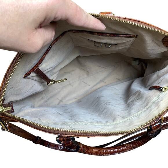 Brahmin Satchel Duxbury Structured Embossed Leather Brown Work Luxury Crossbody - Picture 13 of 15